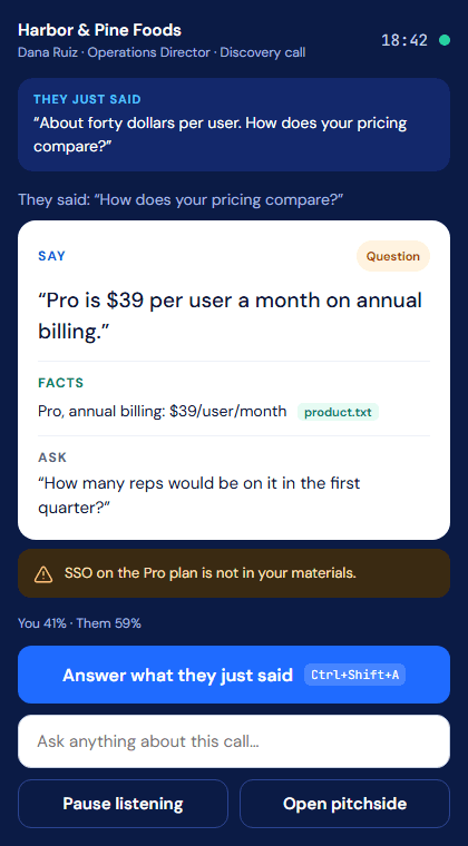The compact call companion window